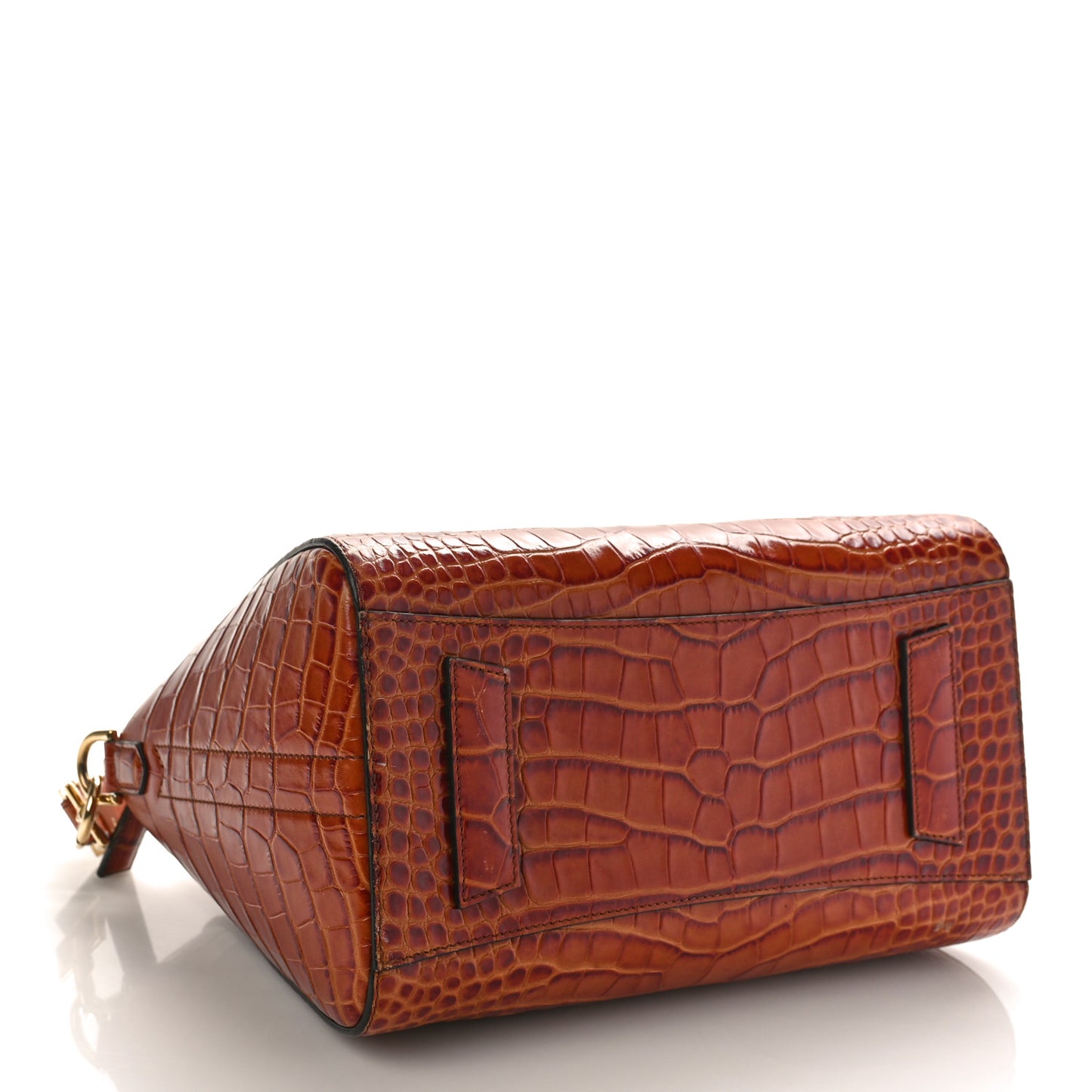 Calfskin Crocodile Embossed Small Antigona Cognac