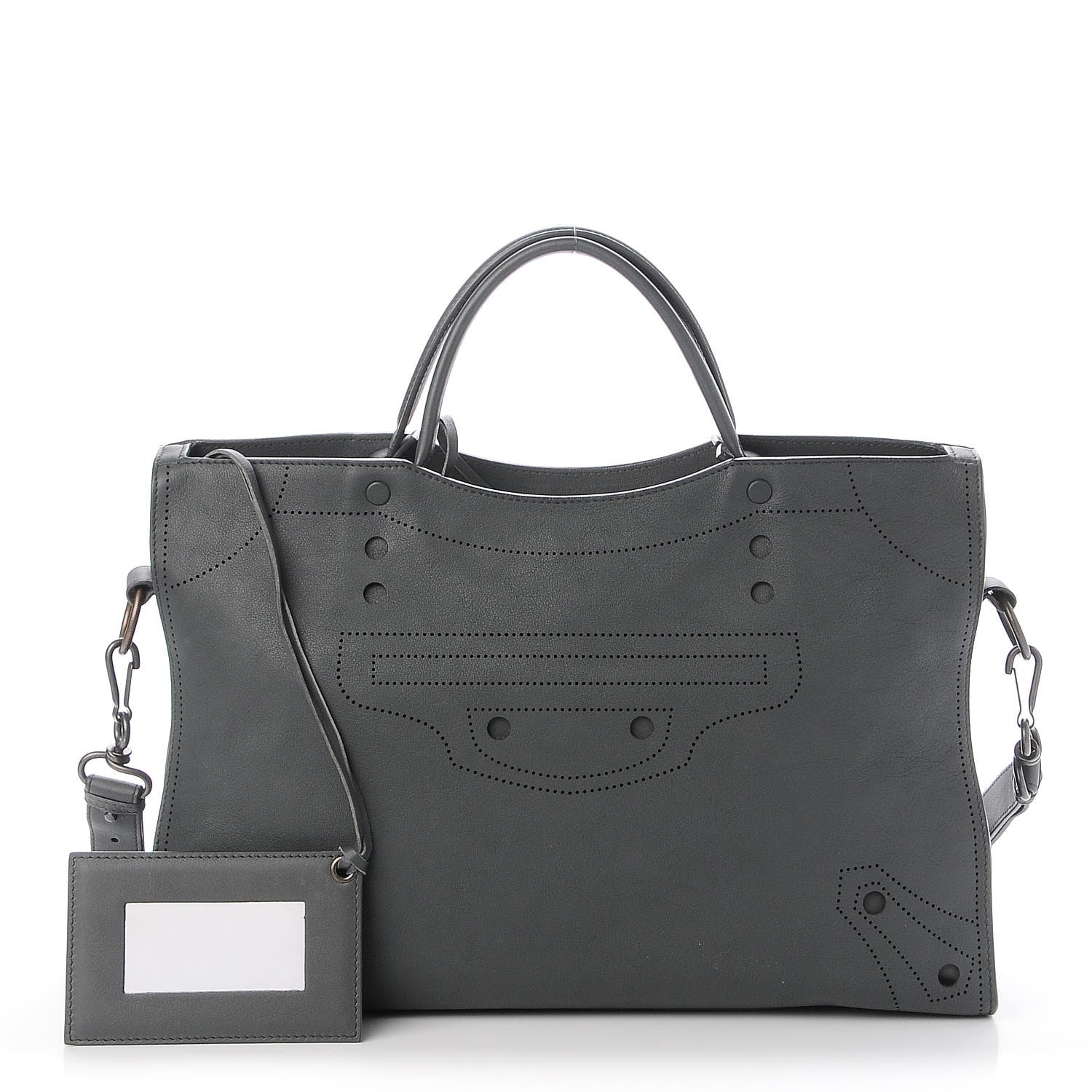 Balenciaga Veau Soyeux Perforated Blackout Hardware City Gris Fossile 1 of 8
