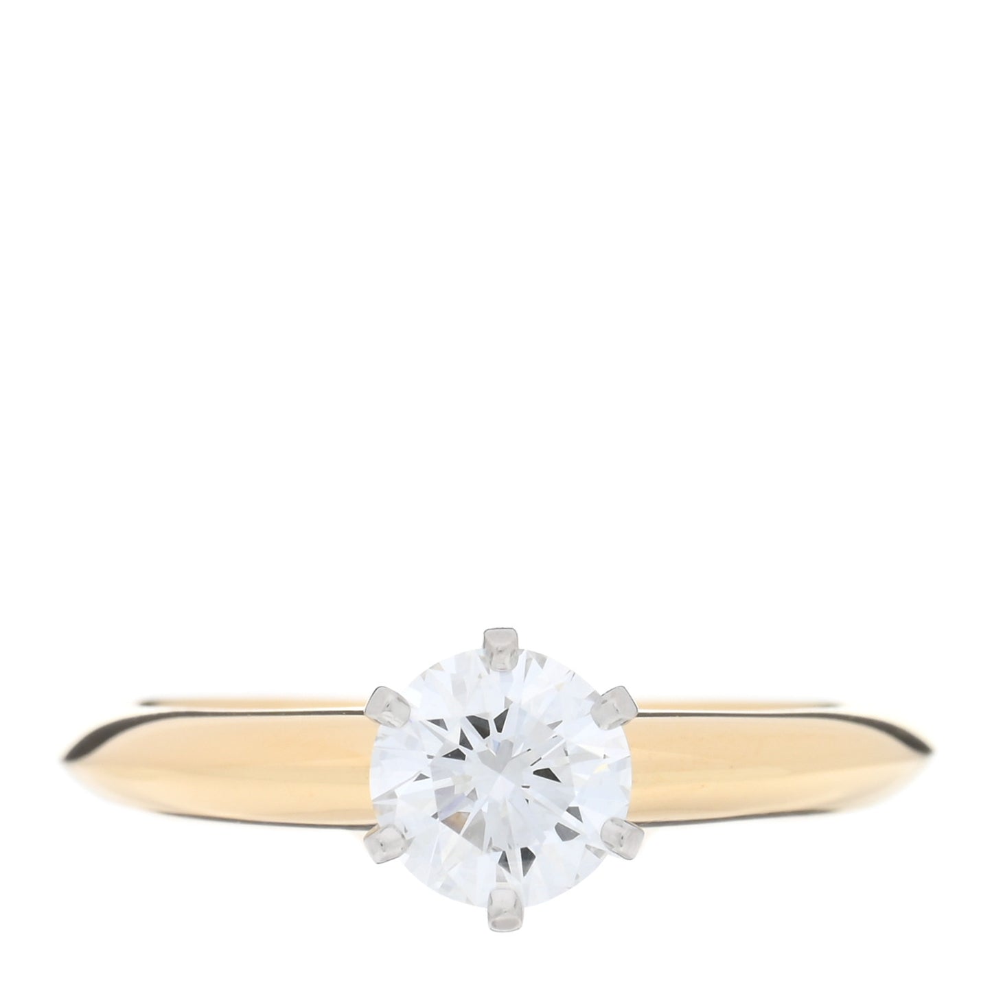 18K Yellow Gold Platinum Diamond .66ct Solitaire Engagement Ring 50 5.5