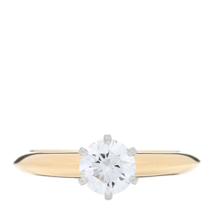 Tiffany 18K Yellow Gold Platinum Diamond .66ct Solitaire Engagement Ring 50 5.5 1 of 4