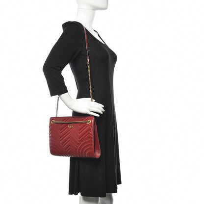 Gucci Azalea Calfskin Matelasse Heart Medium GG Marmont Slim Shoulder Bag Romantic Cerise 2 of 10