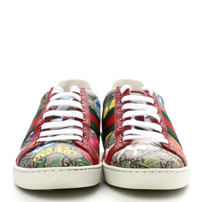 Gucci GG Supreme Monogram Flora Web Womens Ace Sneakers 36 Beige Multicolor Rosso 2 of 9