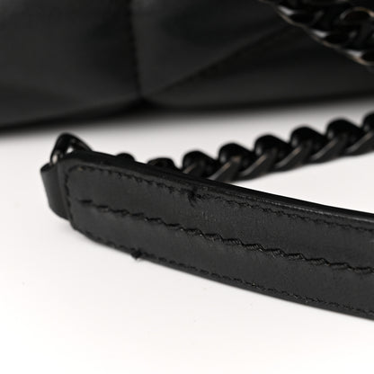 Saint Laurent Lambskin Quilted Monogram Monochrome Medium Loulou Puffer Chain Satchel Black 7 of 12