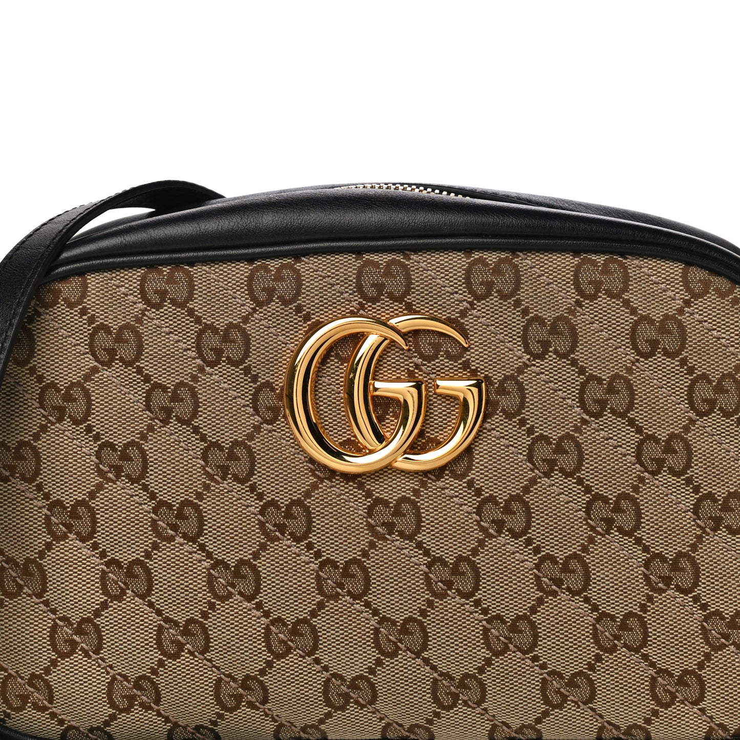 Monogram Matelasse Diagonal Small GG Marmont Chain Shoulder Bag Beige Black