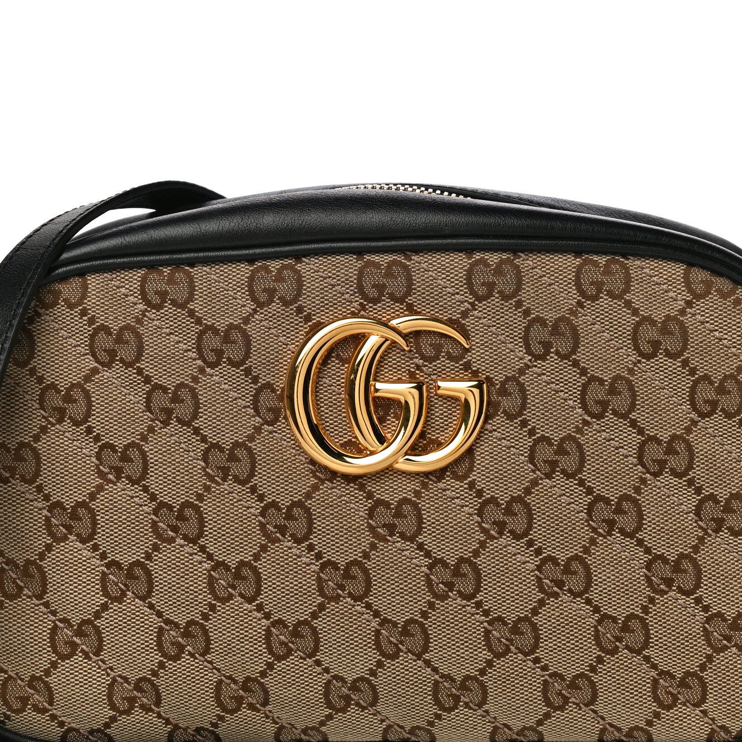 Gucci Monogram Matelasse Diagonal Small GG Marmont Chain Shoulder Bag Beige Black 8 of 16