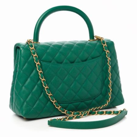 Chanel Caviar Quilted Small Coco Handle Flap Green 3 of 11