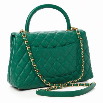 Chanel Caviar Quilted Small Coco Handle Flap Green 3 of 11