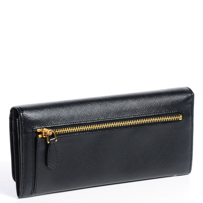 Prada Saffiano Bow Continental Wallet Nero Black 3 of 7