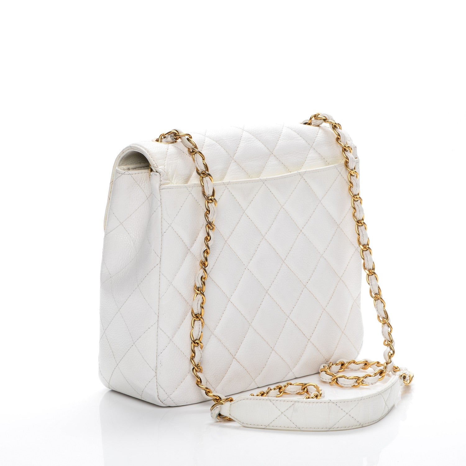 Chanel Caviar Quilted Medium Single Flap White 3 of 13