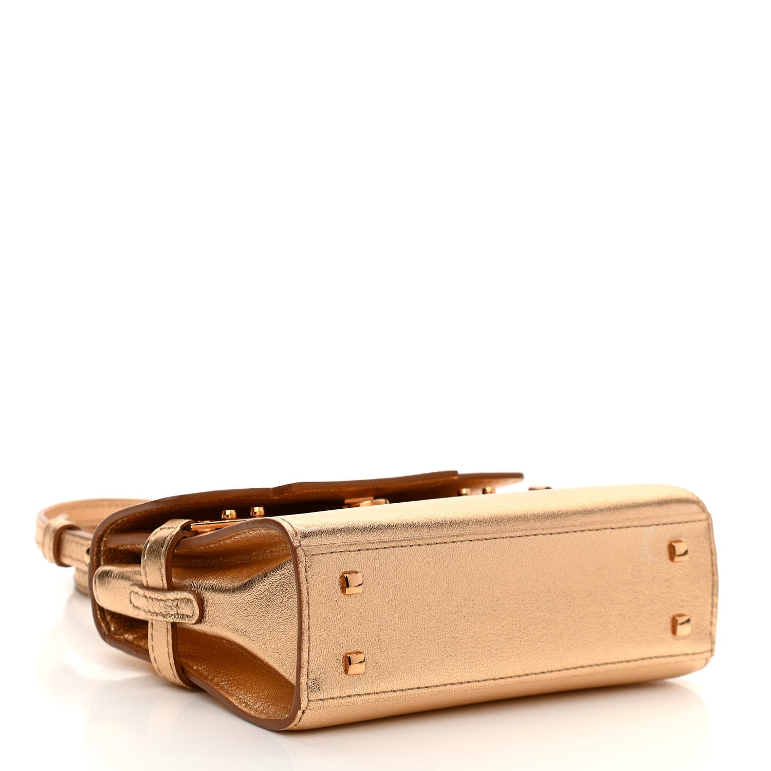 Delvaux Metallic Calfskin Micro Tempete Satchel Or Rose 4 of 11