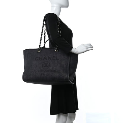 Chanel Mixed Fibers Calfskin Medium Deauville Tote Black 2 of 9