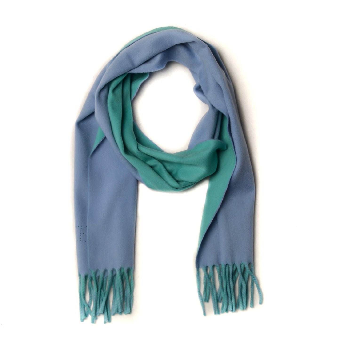 Cashmere Reversible Evelyne Scarf Bleu Ciel Vert Menthe