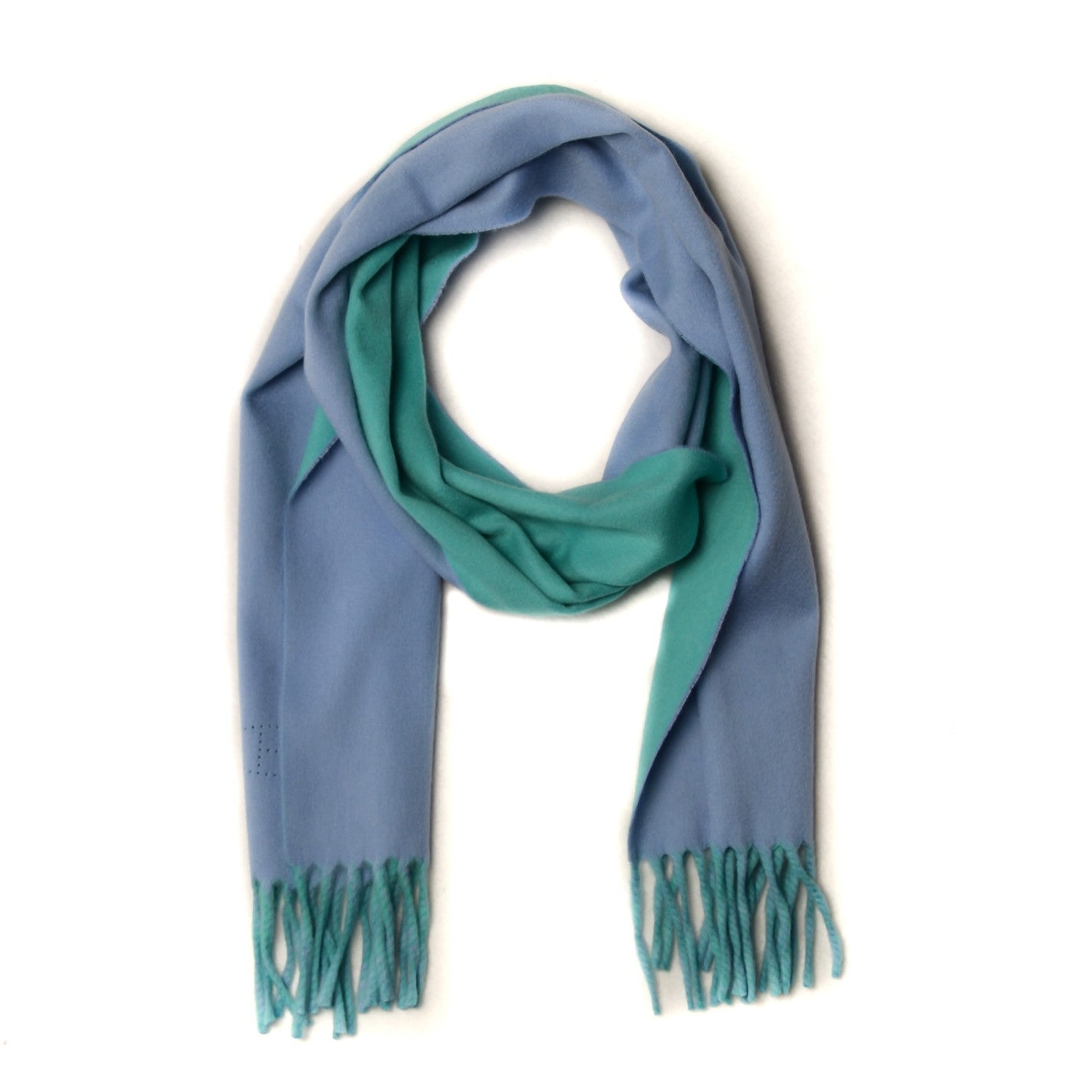 Hermes Cashmere Reversible Evelyne Scarf Bleu Ciel Vert Menthe 1 of 7