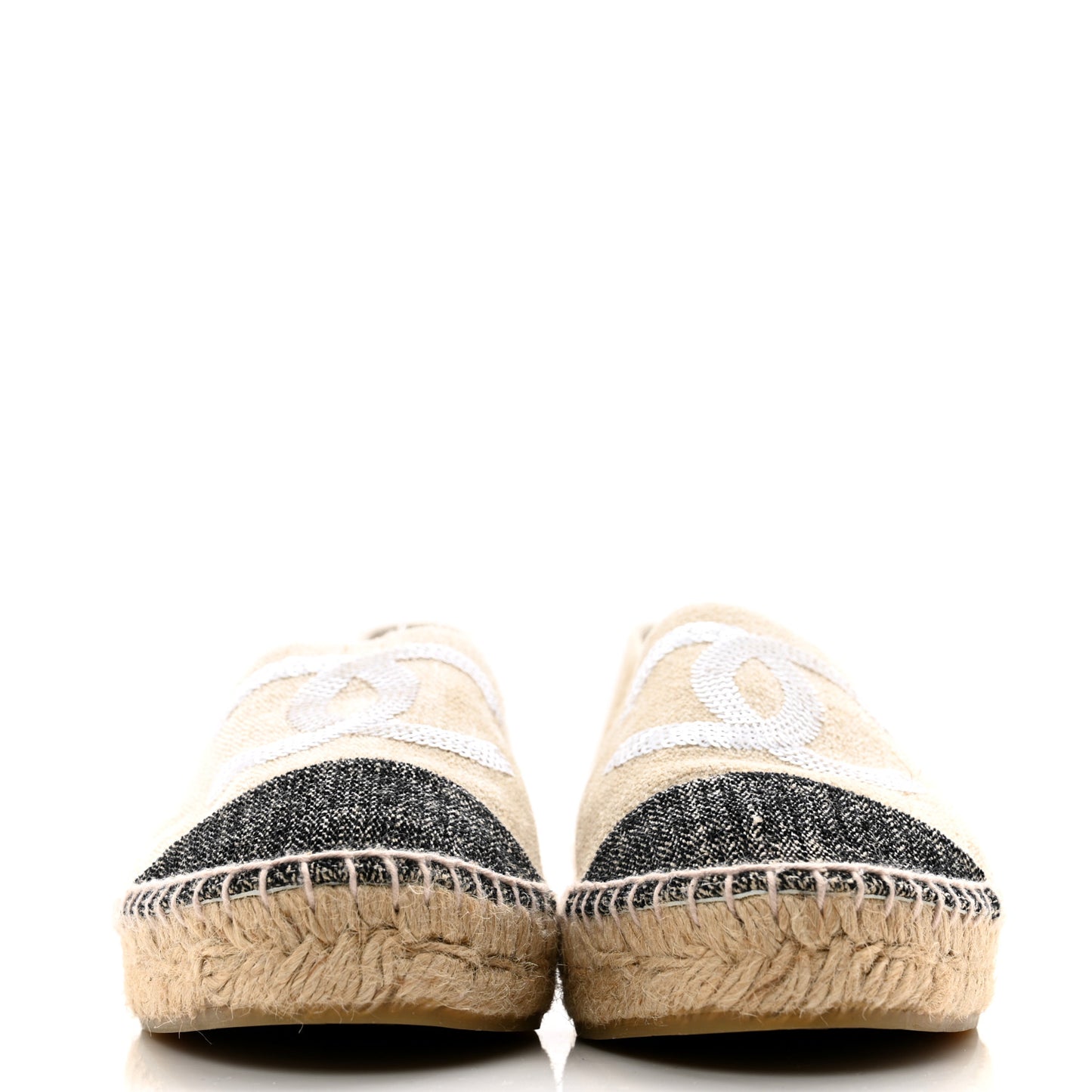Toile Sequin CC Espadrilles 39 Beige Black