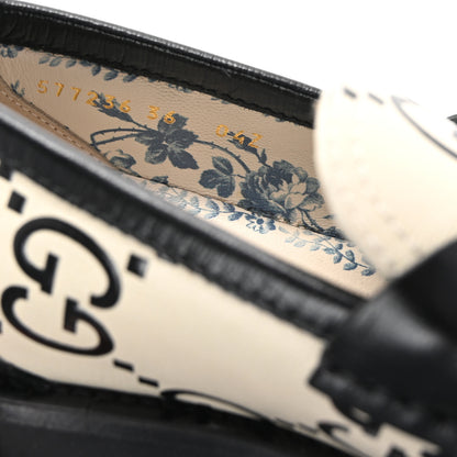 Gucci Azalea Calfskin GG Monogram Bi-Color Debossed Womens Harald Horsebit 25mm Platform Loafers 36 Mystic White Black 9 of 10