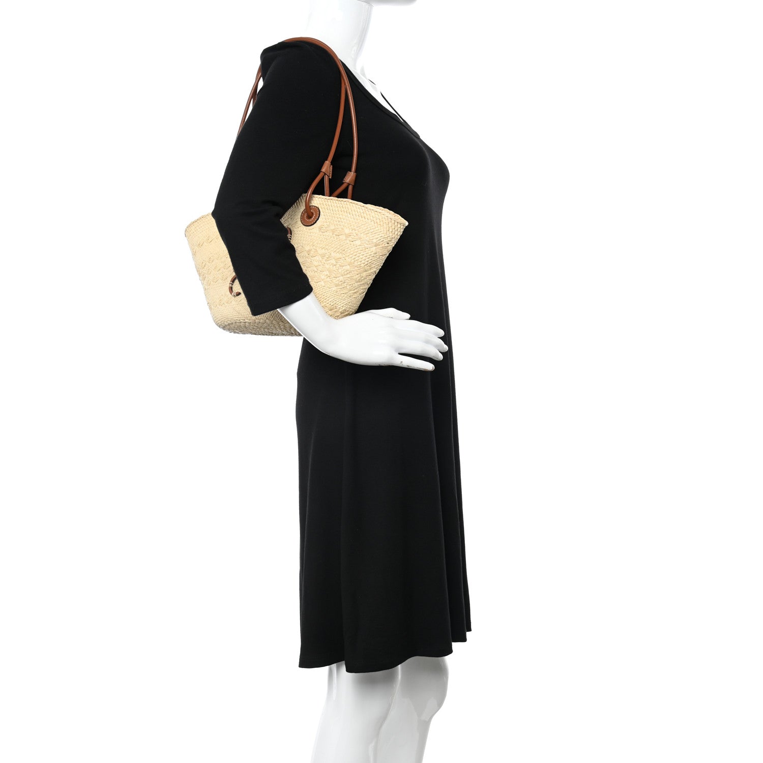 Loewe Calfskin Raffia Small Anagram Basket Tote Bag Natural Tan 2 of 9