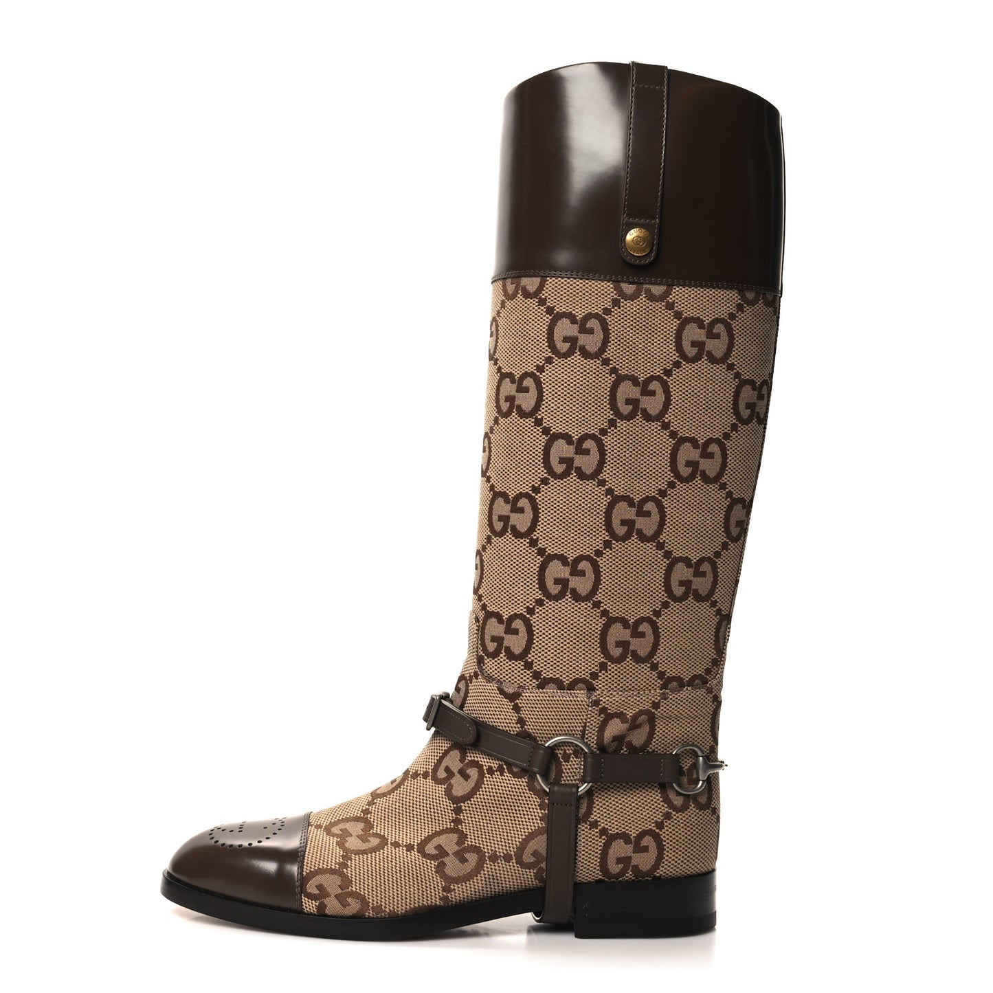 Monogram Jumbo GG Cordovan Lux Mens Zelda Harness Riding Boots 8 Camel Ebony New 9.5 Acero