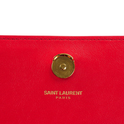 Saint Laurent Calfskin Studded Medium Monogram Satchel Red 7 of 8