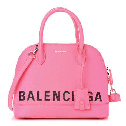 Balenciaga Signature Grained Calfskin Logo S Ville Top Handle Bag Acid Pink Black 1 of 13