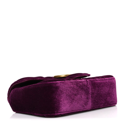 Gucci Velvet Matelasse Mini GG Marmont Shoulder Bag Fuchsia Violet Cyclamen 4 of 10