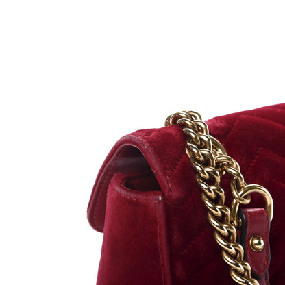 Gucci Velvet Matelasse Small GG Marmont Shoulder Bag Fuchsia Violet Cyclamen 15 of 18