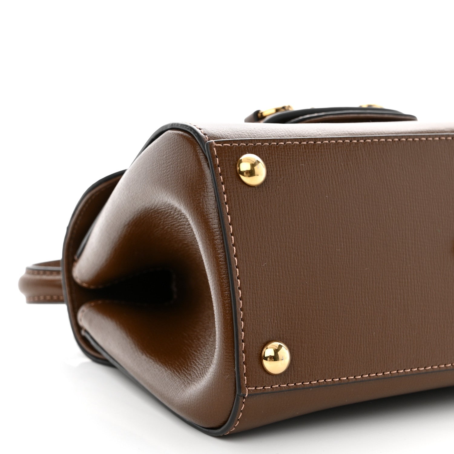 Gucci Glazed Textured Calfskin Mini Horsebit 1955 Top Handle Flap Bag Brown Sugar 9 of 12