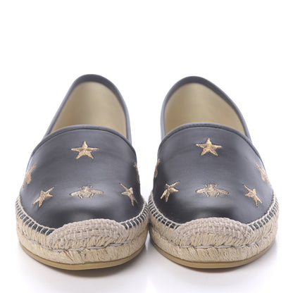 Gucci Calfskin Bee Star Embroidered Espadrilles 39.5 Black 2 of 12