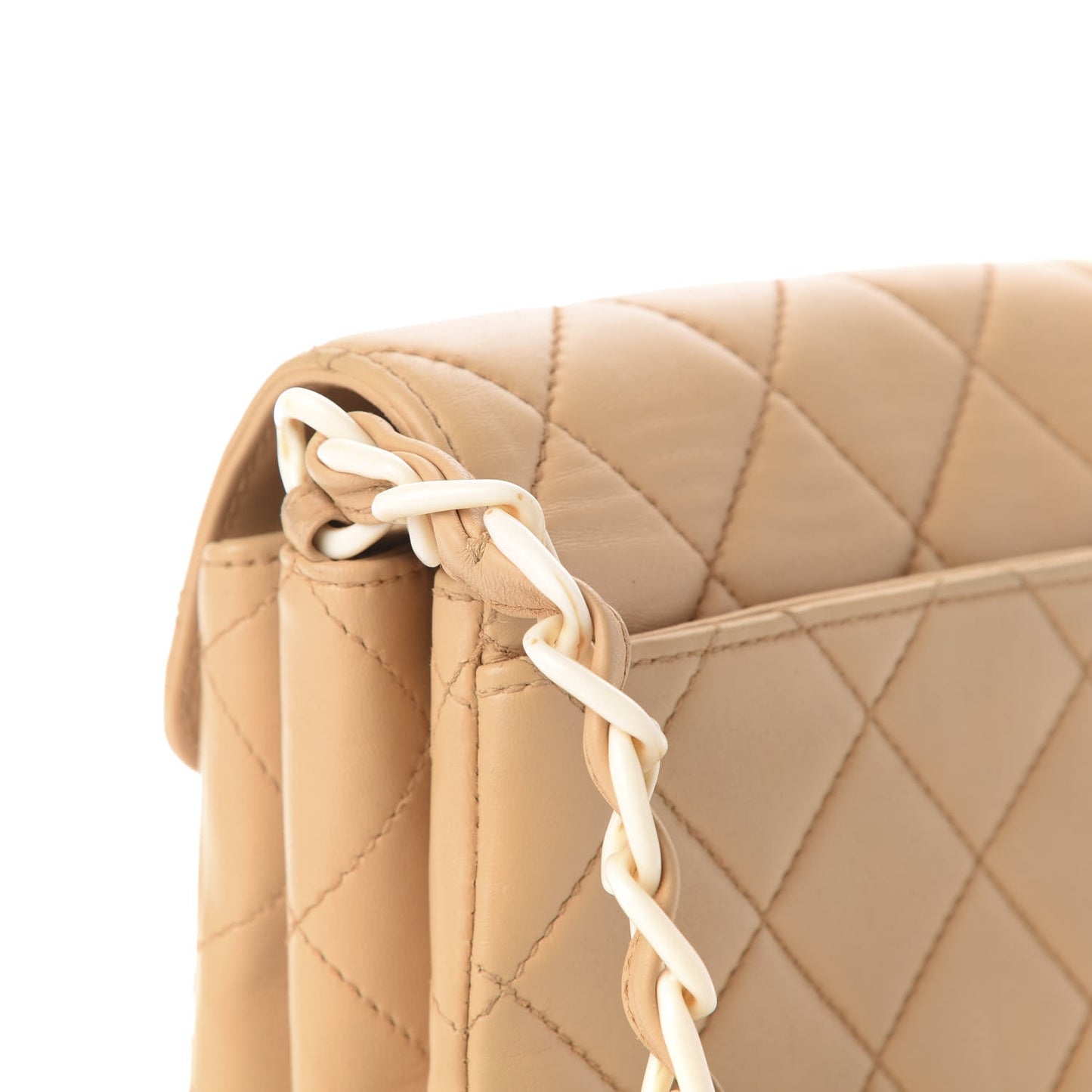 Lambskin Quilted Medium Envelope Flap Beige