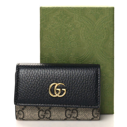 Gucci Dollar Calfskin GG Supreme Monogram GG Marmont 6 Key Holder Case Black Beige Ebony 7 of 7