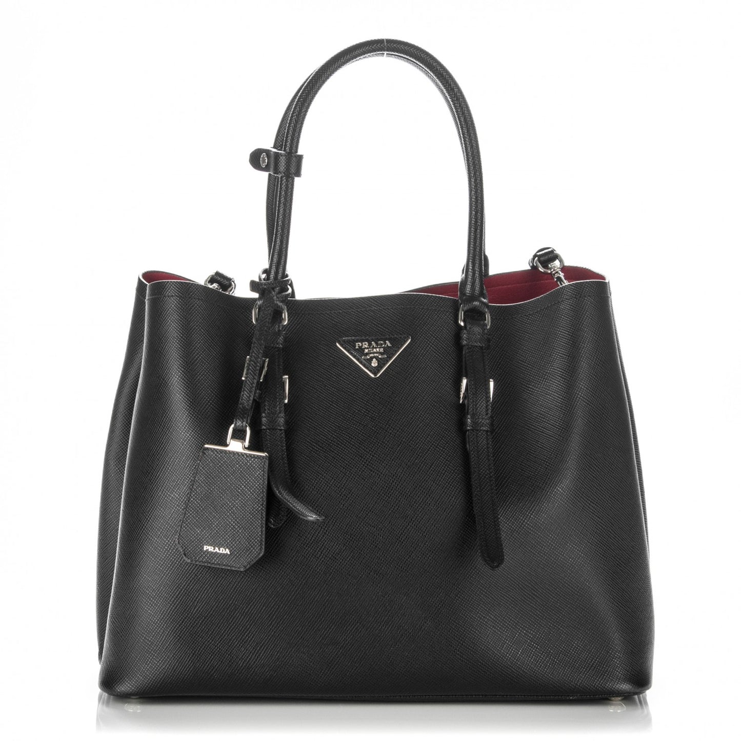 Saffiano Cuir Double Handle Tote Black Ciliegia