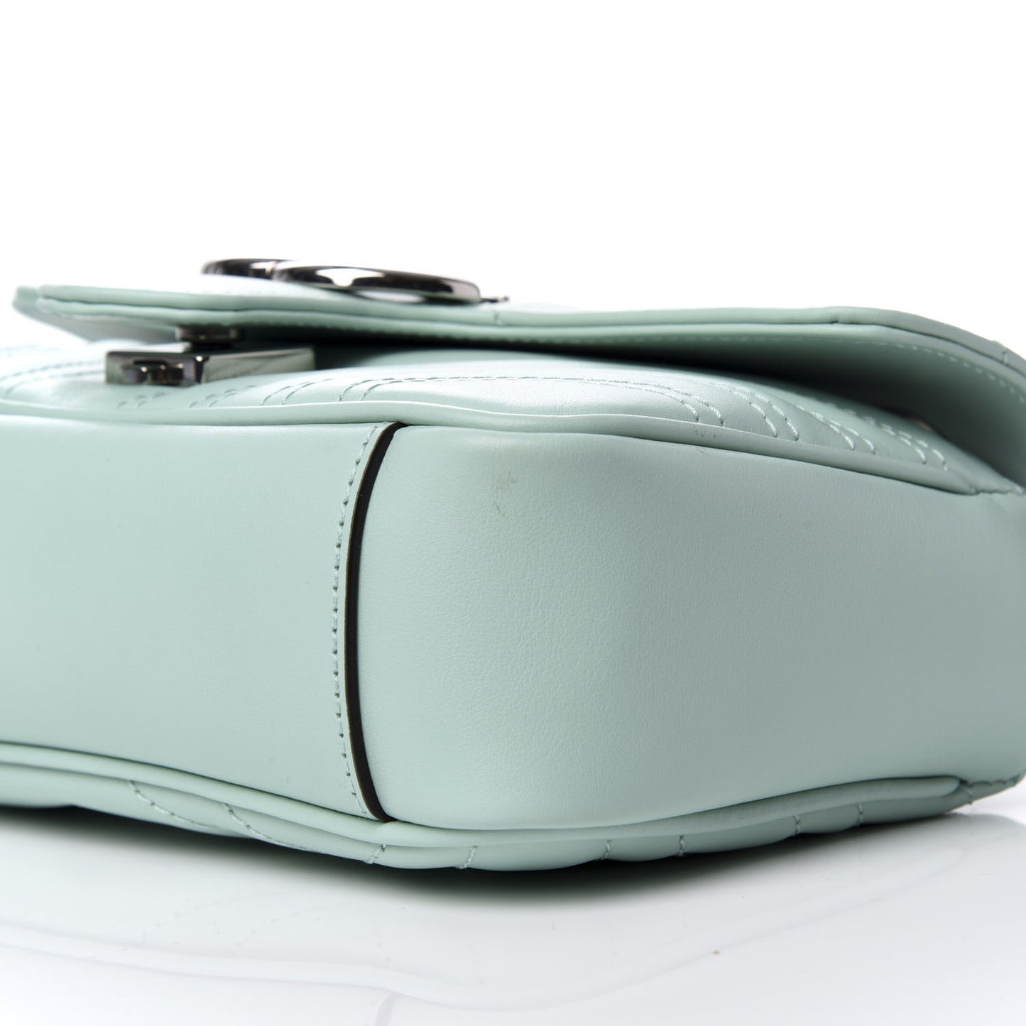 Calfskin Matelasse Mini GG Marmont Shoulder Bag Water Green