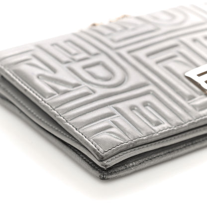 Fendi Metallic Nappa Logo Embossed Long Wallet On Chain Silver 12 of 26