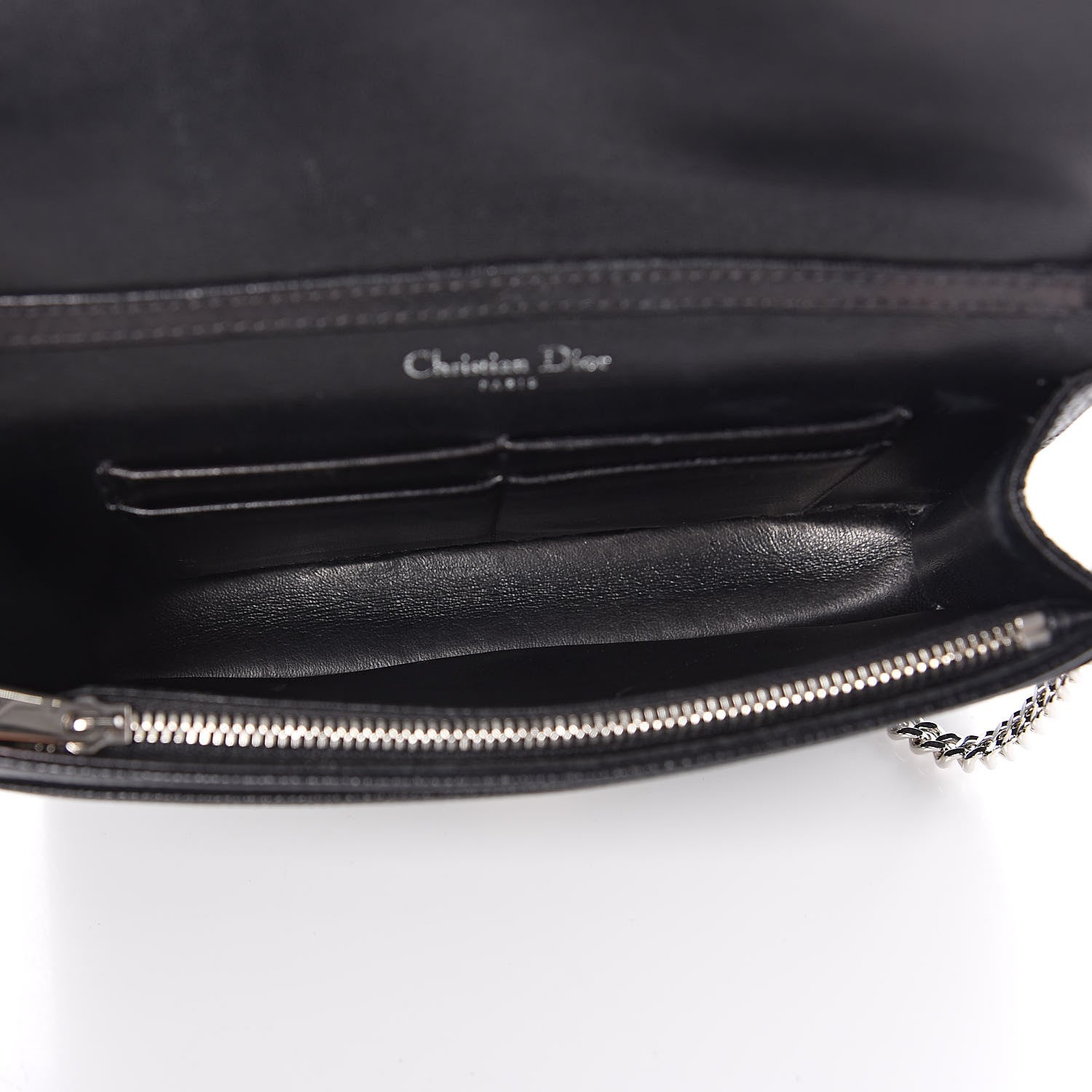 Christian Dior Grained Calfskin Diorama Wallet on Chain Pouch Black 5 of 10