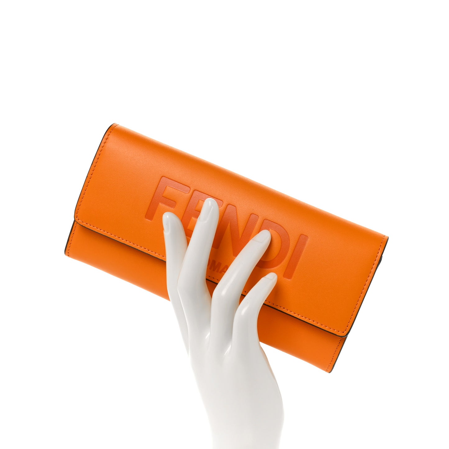 Vitello King Tamponato Logo Embossed Continental Wallet Clementine