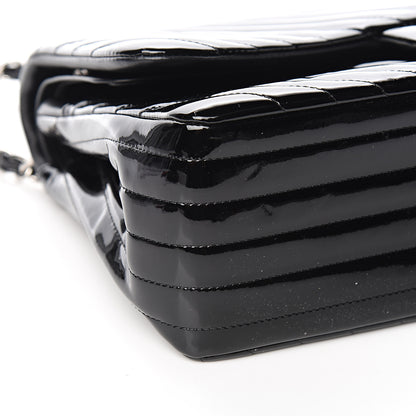 Chanel Patent Chevron Quilted Jumbo Double Flap Black 7 of 9
