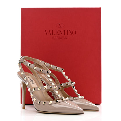 Valentino Garavani Patent Rockstud Ankle Strap Pumps 38.5 Poudre 9 of 9