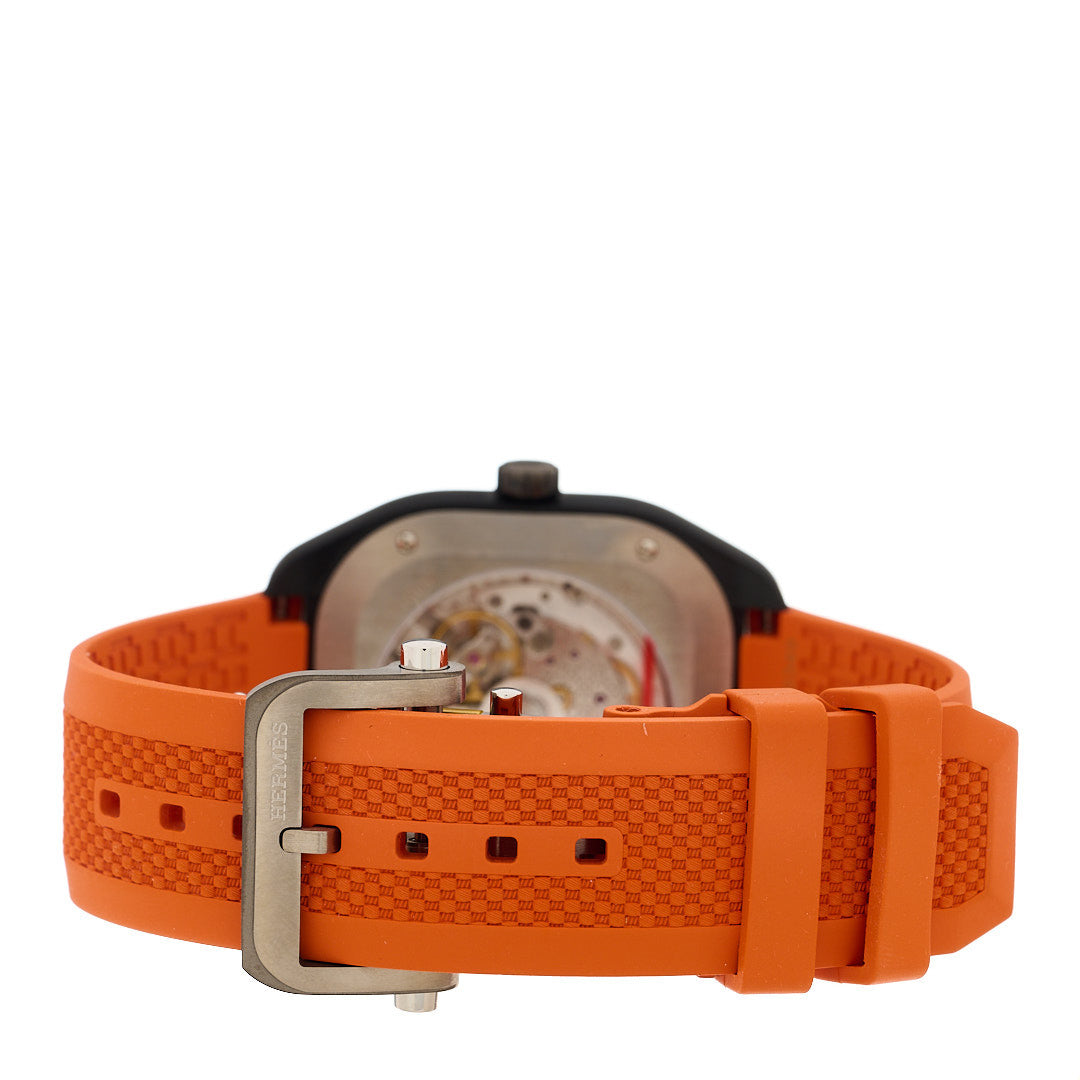 Hermes DLC Coated Titanium Rubber 39mm H08 Automatic Watch Orange 3 of 6