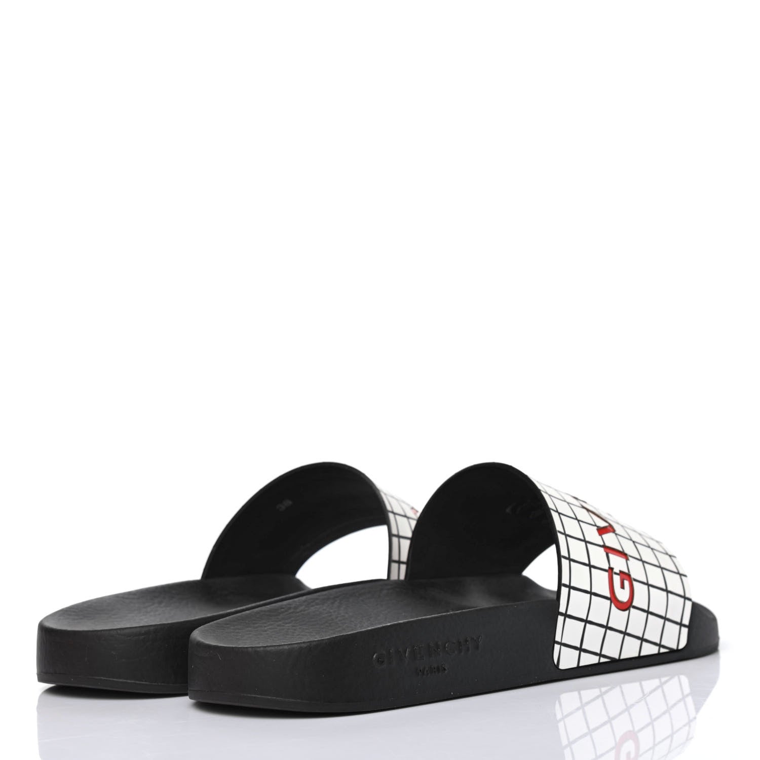 Givenchy Rubber Checkered Logo Pool Slide Sandals 38 Black 3 of 4