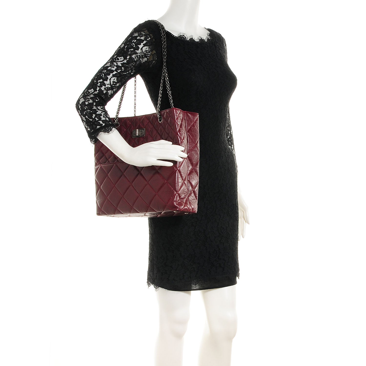 Chanel Aged Calfskin Reissue 2.55 Tote Dark Red 2 of 7