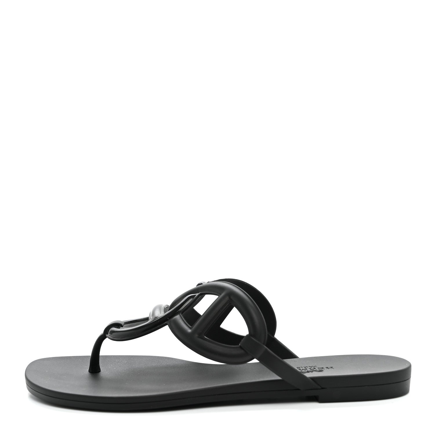 Hermes Rubber Womens Egerie Sandals 36 Black 1 of 9