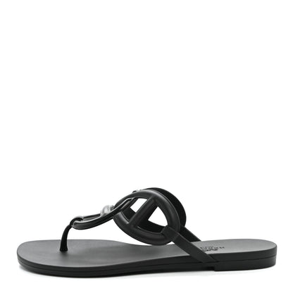 Hermes Rubber Womens Egerie Sandals 36 Black 1 of 9