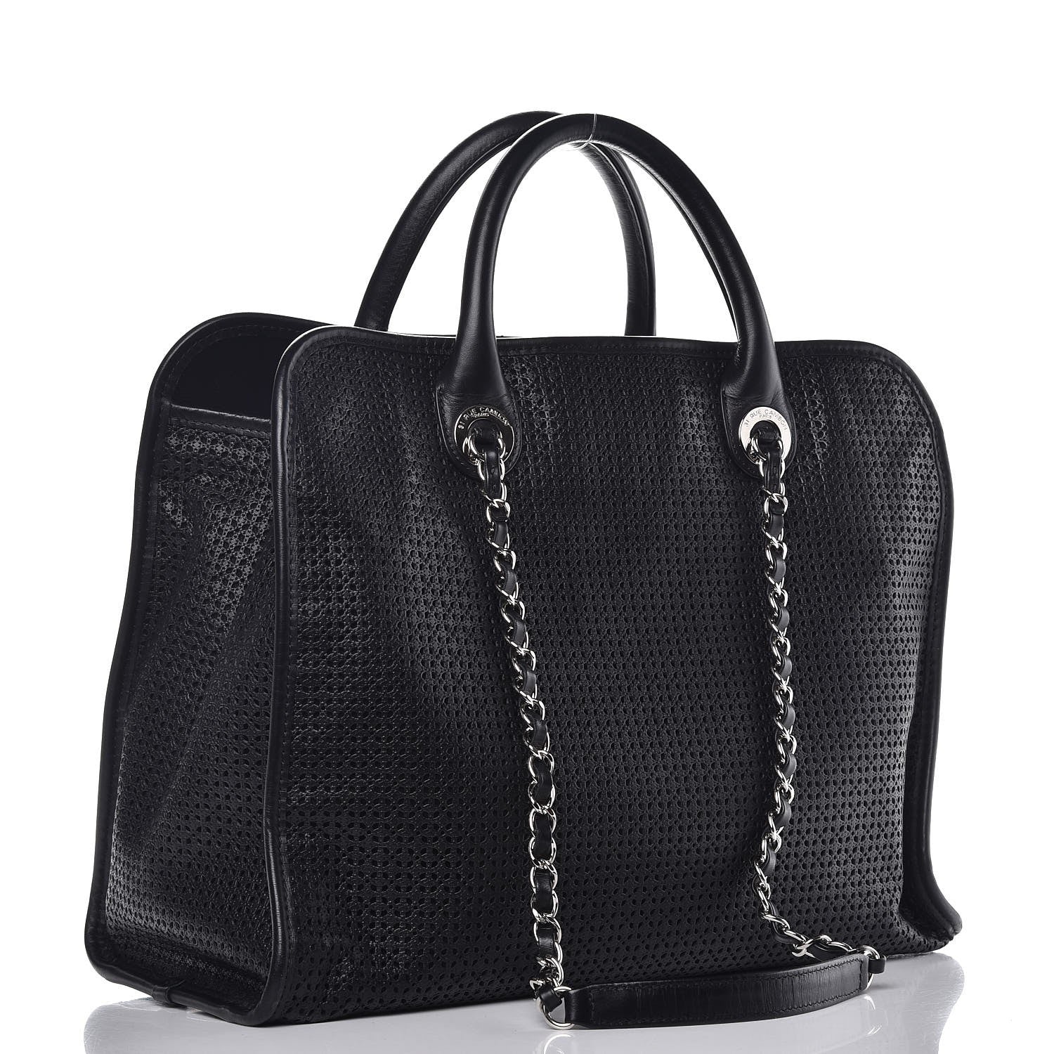 Chanel Calfskin Perforated Up In The Air Tote Black 4 of 11