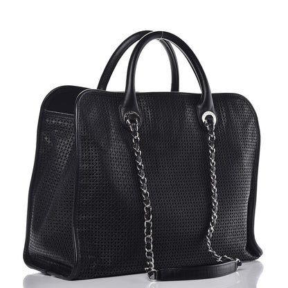 Chanel Calfskin Perforated Up In The Air Tote Black 4 of 11