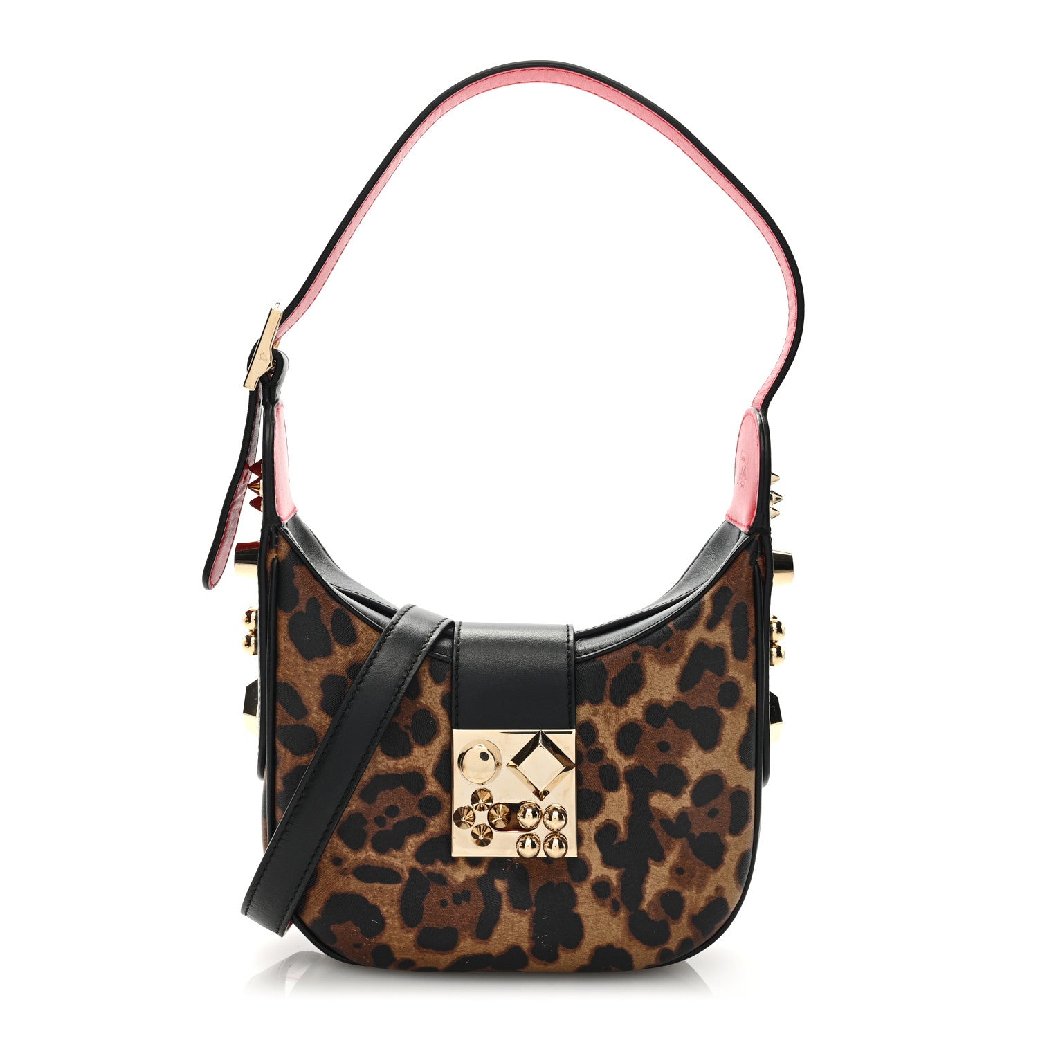 Christian Louboutin Calfskin Leopard Print Mini Carasky Shoulder Bag Black 1 of 8