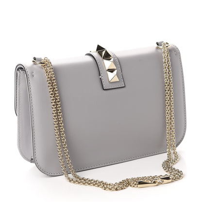 Valentino Garavani Vitello Medium Glam Lock Rockstud Flap Pastel Grey 3 of 9