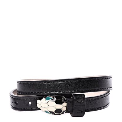 Bulgari Calfskin Serpenti Forever Double Coil Bracelet Black 1 of 6
