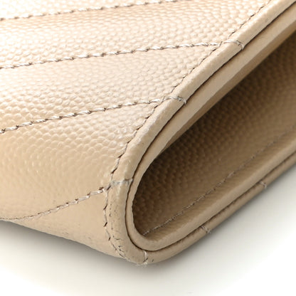 Saint Laurent Grain De Poudre Matelasse Chevron Monogram Flap Wallet Taupe 9 of 9
