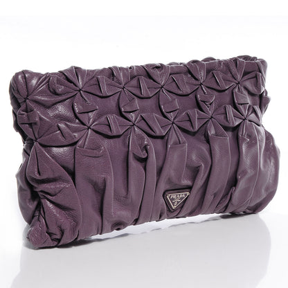 Prada Royal Calf Origami Pleated Clutch Mirtillo 3 of 8