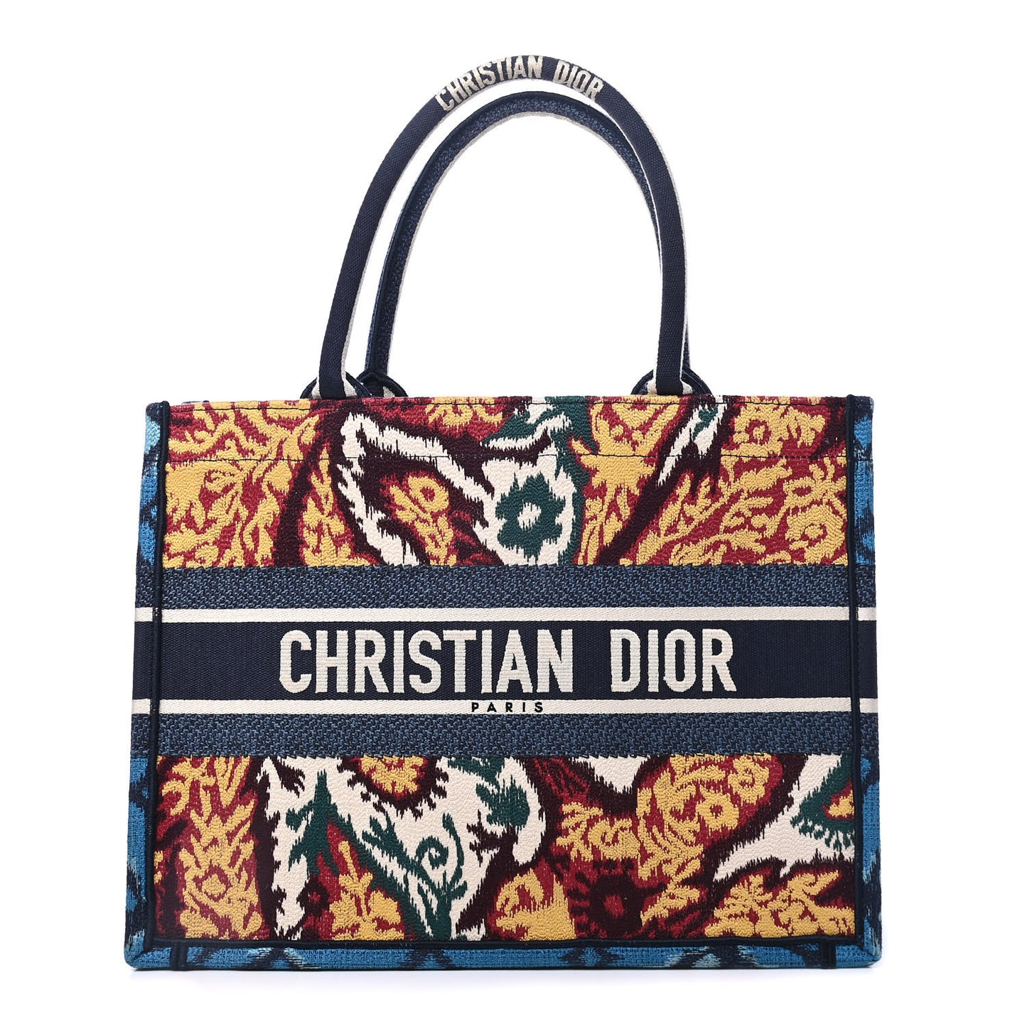 Canvas Embroidered Paisley Medium Book Tote Blue Multicolor
