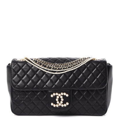 Chanel Lambskin Quilted Medium Westminster Pearl Flap Black 1 of 10